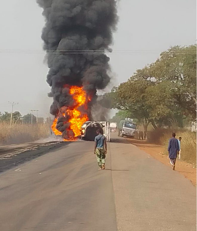 Fuel-Laden Tanker Catches Fire on Kutigi Road
